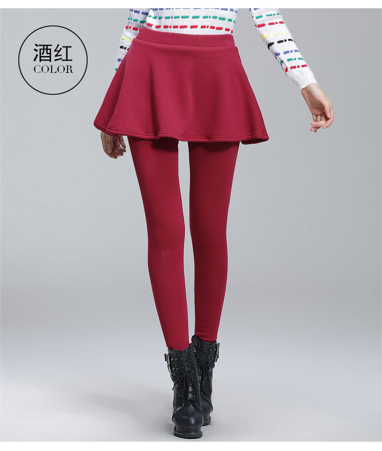 2015新款加绒加厚显瘦修腿大码百褶打底裙裤女打底裤RX-cxq216 胖1049浅灰加绒 S