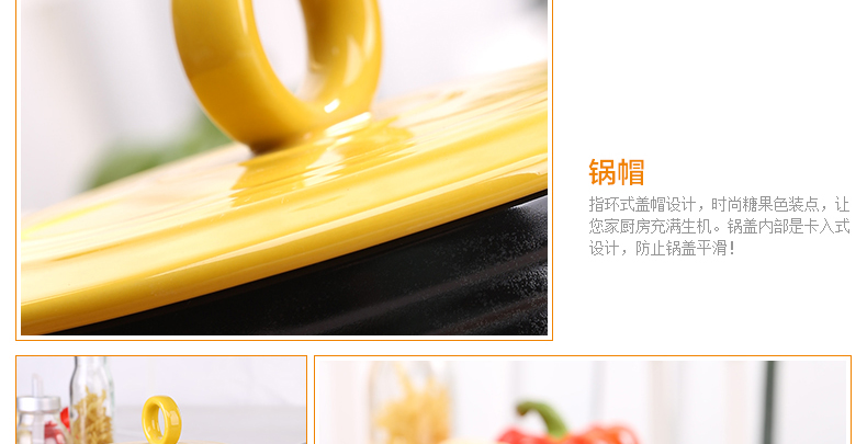 雅诚德砂锅炖锅煲汤陶瓷耐高温瓷煲黑色石锅奶锅炖煲带柄多色锅盖 翠绿色 1L适用2人