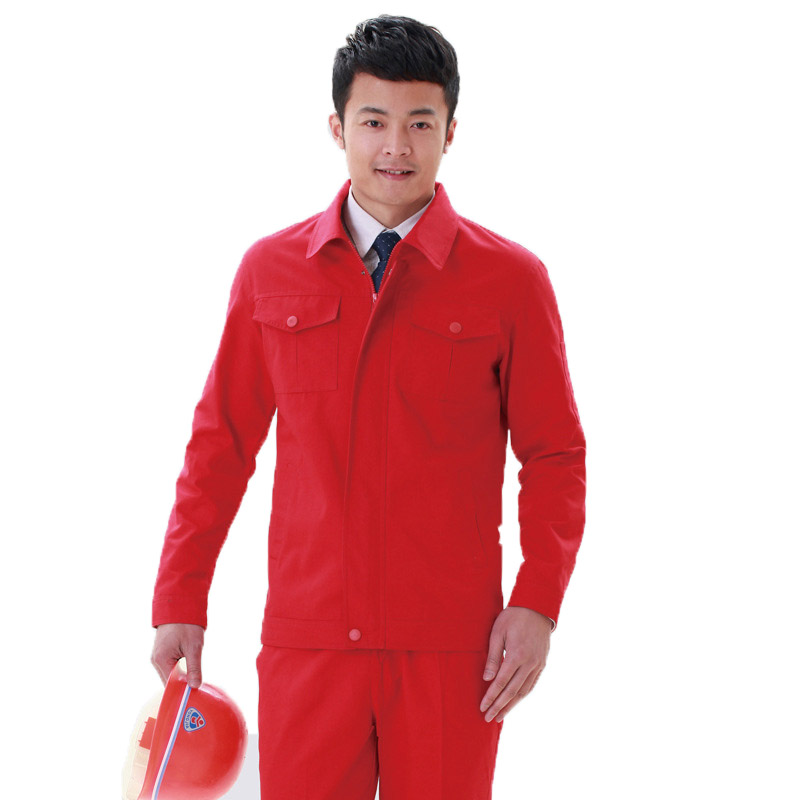 红色长袖工作服 厚型冬季劳保套装汽修保暖耐磨套装系列 红色 xl