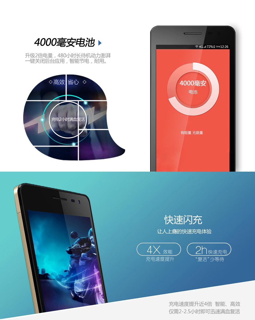 波导 桀骜 X5 移动4G智能手机 双卡双待 金色