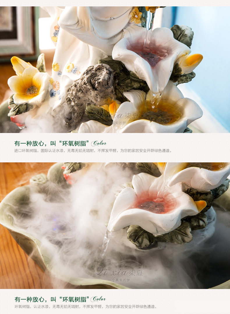 
                                                            欧式客厅电视柜装饰品流水喷泉摆件工艺品实用结婚礼物 蓝色(不含雾化器)                