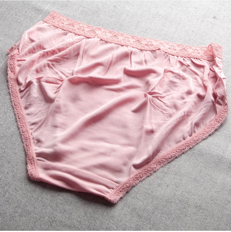 岱之青真丝内裤女夏 蚕丝中腰肤舒适桑蚕丝透气三角裤红色 黑色 l