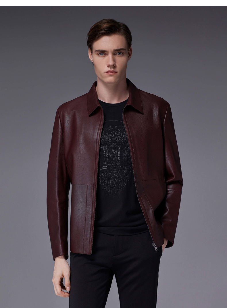 劲霸男装k-boxing 皮衣男立领绵羊皮外套|hpll3545 黑色 180