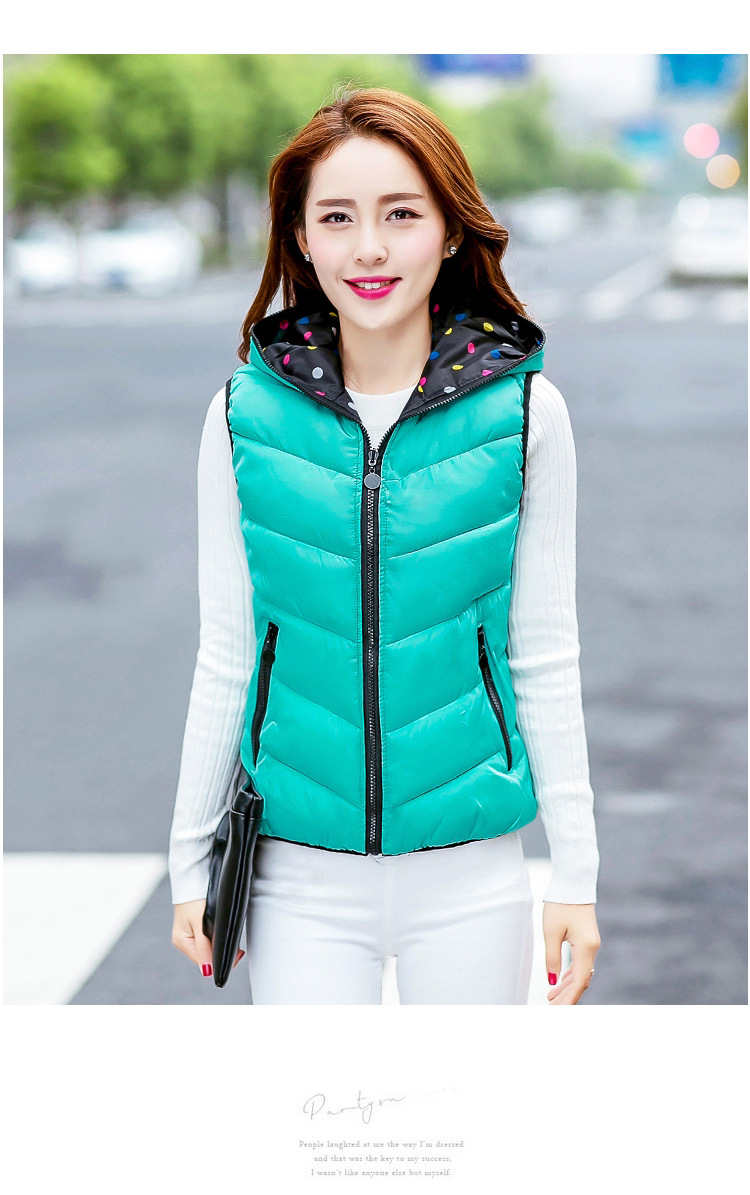 朵唯丽人 2015秋冬韩版新款时尚修身羽绒服连帽马甲女169 黑色A XL