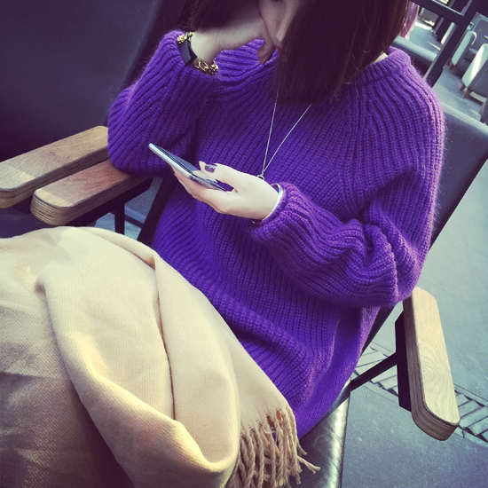 衣与草2016春季女装 针织中长款女套头韩版圆领针织上衣雪纺假 两件连衣裙 黑色 均码