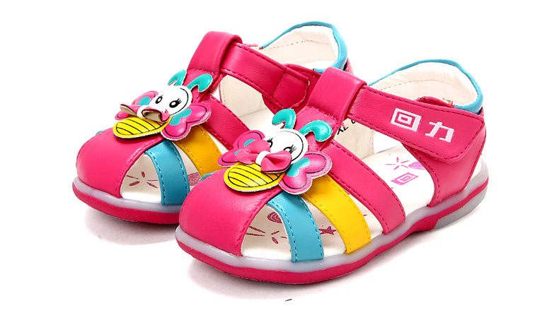 童装童鞋 凉鞋 回力 回力夏季包脚女童可爱小蜜蜂软底凉鞋 紫色 23码