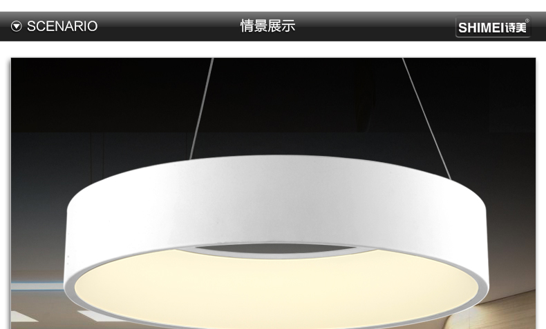诗美 现代简约led餐厅吊灯客厅吊灯创意个性卧室饭厅吧台北欧吊灯 白色45CM-LED-27W暖光