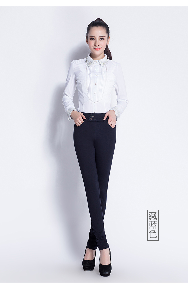 璐婷2016秋冬新款女性打底裤 休闲铅笔裤小脚裤长裤修身 黑K5QJ9502 黑色(K5QJ9502) M/27