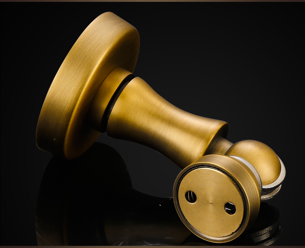 铠铜威黑色美式纯铜门吸地装墙装全铜门吸强磁地吸门碰门挡门阻青古铜