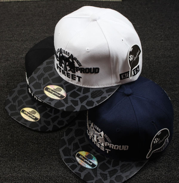 春季新款 横条美国旗平沿街舞嘻哈帽子bd 黑色