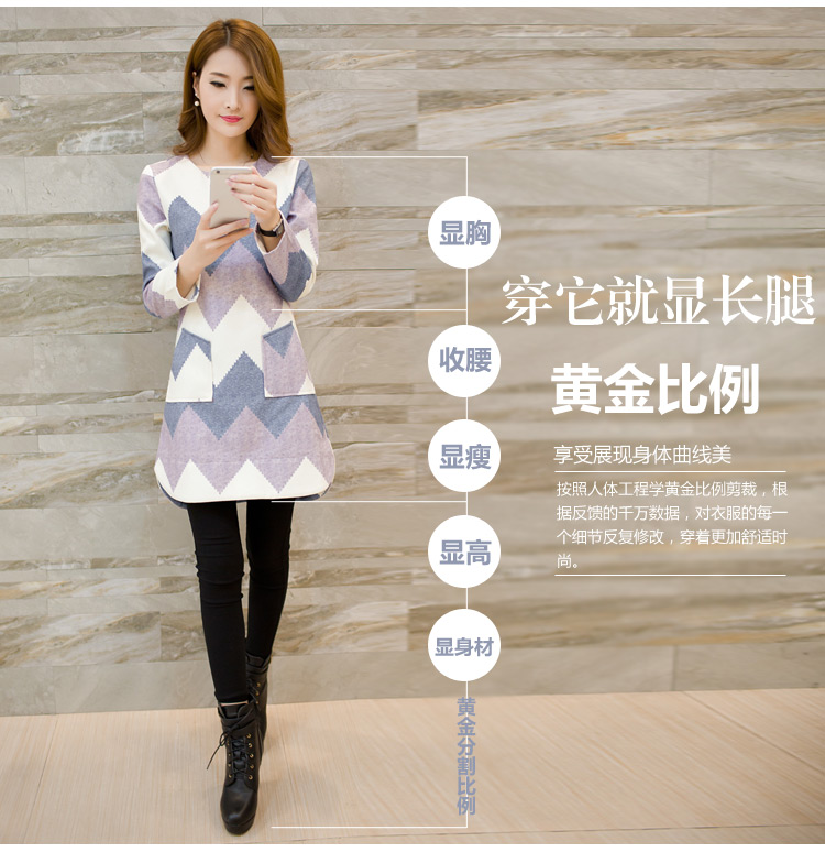 布伊莲 2016春装新款 韩版时尚显瘦淑女复古宽松雪纺碎花长袖连衣裙 图片色 L