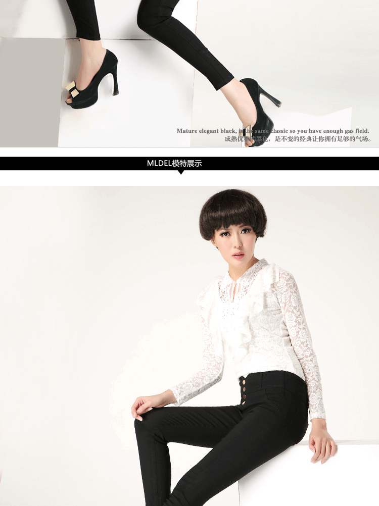 梦雪尼亚 2015高腰休闲女大码弹力小脚铅笔裤打底裤薄款女裤 浅紫 M