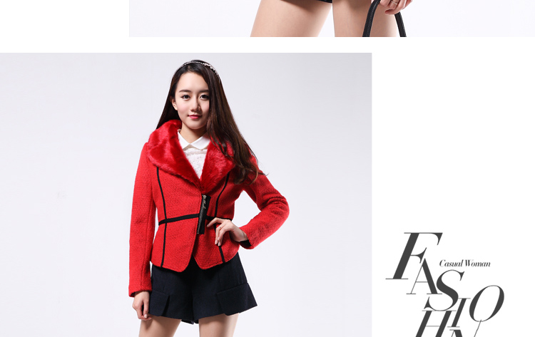 duoyi朵以2014冬装专柜款复古优雅粗花羊毛呢面料短外套29DD41238 咖啡色 M
