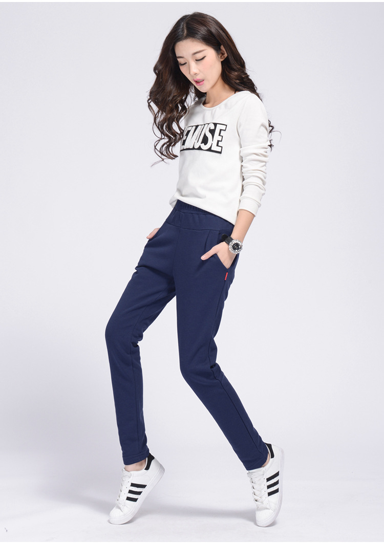 春季新品褶皱女卫裤宽松运动裤休闲裤大码松紧腰小脚 黑色 2xl