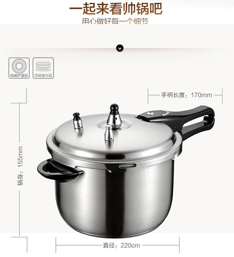 爱仕达ASD高压锅 20CM电磁炉通用六保险不锈钢压力锅DN1820