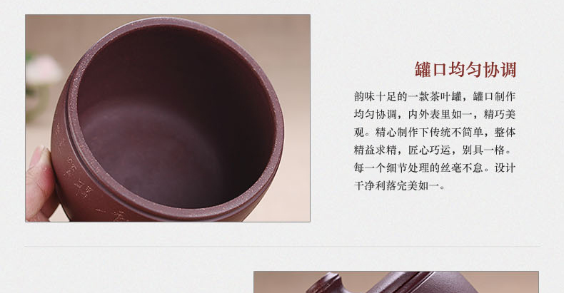 
                                        宏中 宜兴紫砂茶叶罐 手工存茶罐 醒茶罐 普洱罐 茶叶缸茶盒-170克装 紫泥梅                