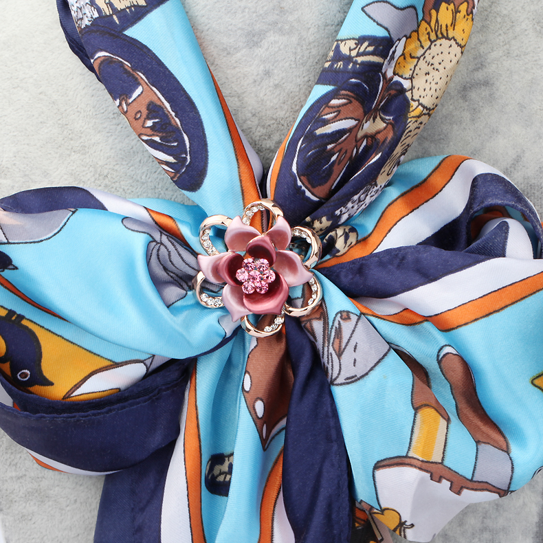 抖音网红款雅宝(yabao) 画漆三环丝巾扣水钻花朵方巾扣丝巾环百搭丝巾