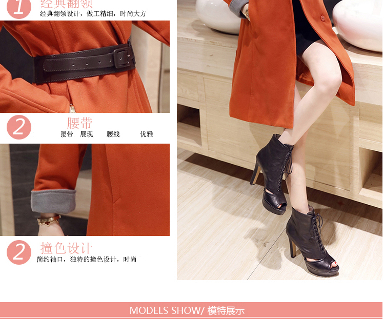 卡狮臣2015秋冬新款女装毛呢大衣中长款外套羊毛呢子风衣MN9131 灰色 XL