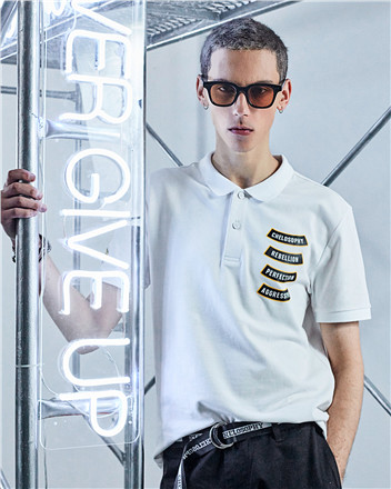 佐丹奴bsx男装polo品牌字母刺绣徽章短袖polo04018200 08黑色 大码