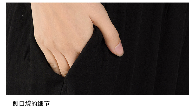 红晶灵2016秋冬民族风绣花时尚女装刺绣复古阔腿灯笼裤015 黑色 M