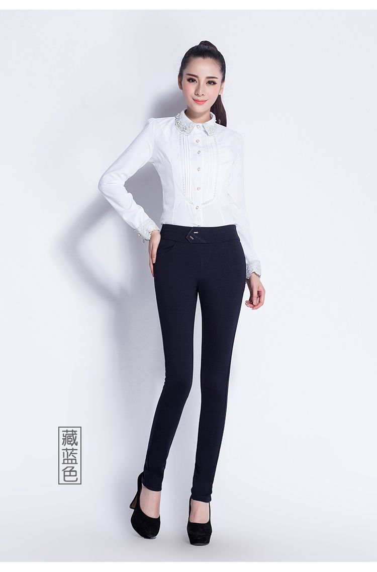 璐婷2016秋冬新款女性打底裤 休闲铅笔裤小脚裤长裤修身 黑K5QJ9502 黑色(K5QJ9502) M/27