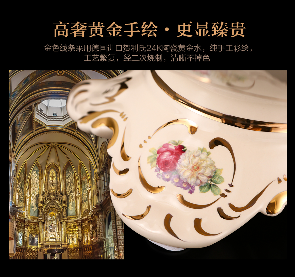 
                                        klasco 欧式水果盘果碗装饰摆件陶瓷家居客厅工艺品摆件电视柜茶几                 