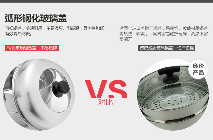 兴财京东配送26cm不锈钢四层蒸锅（三层底）煤气电磁炉适用蒸锅 大容量