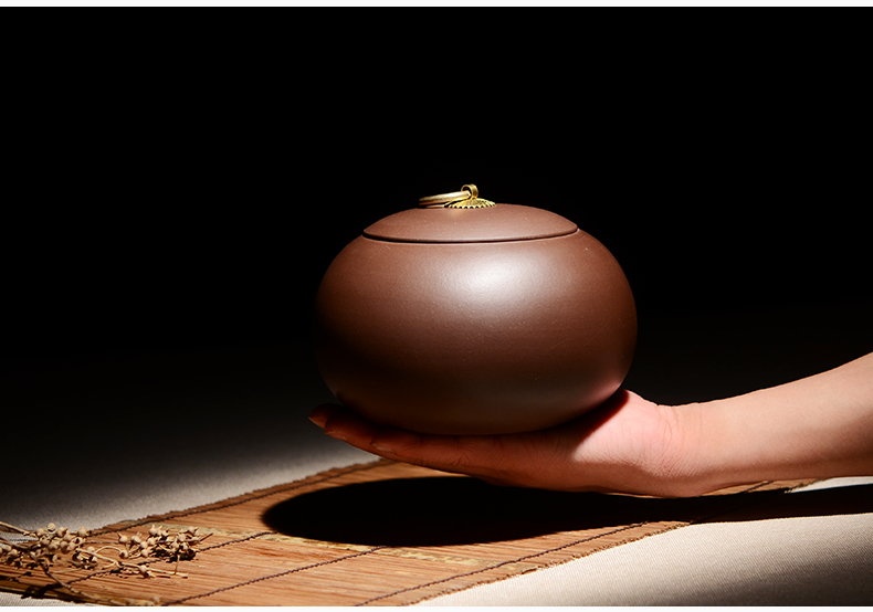 
                                        晨茗 宜兴紫砂茶叶罐普洱醒茶罐原矿紫泥散茶罐密封大号西施罐                