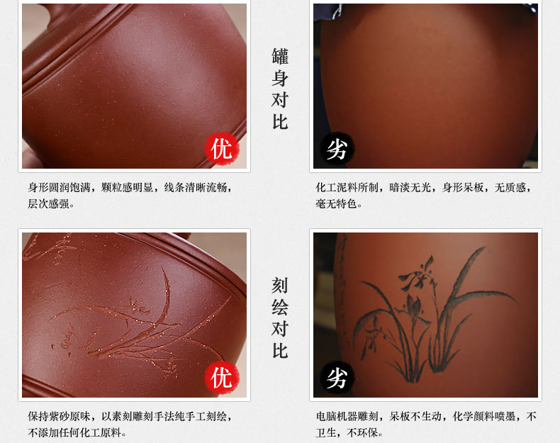 
                                        宏中 宜兴紫砂茶叶罐 手工存茶罐 醒茶罐 普洱罐 茶叶缸茶盒-170克装 紫泥梅                