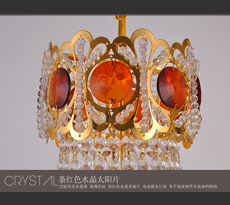 蒙特丽 金黄色水晶吊灯8317-500 豪华餐厅灯客厅灯卧室灯具 皇冠(B) 直径500mm