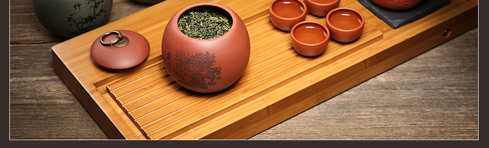 
                                                            尊壶 紫砂茶叶罐密封便携醒茶罐普洱红茶包装居家摆放大小号非陶瓷装茶罐子茶具套装配件龙旦茶叶罐 龙旦大号段泥 梅                