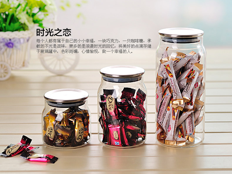 
                                        左茗右器 耐热玻璃茶叶罐 透明储物罐 奶粉罐 大中小号 密封罐 900ML                
