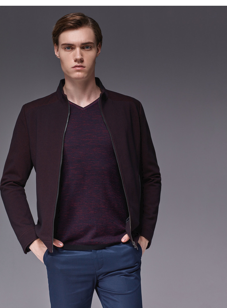 劲霸男装k-boxing 时尚肌理感男士修身短版茄克bkdl3117 深兰 175/l