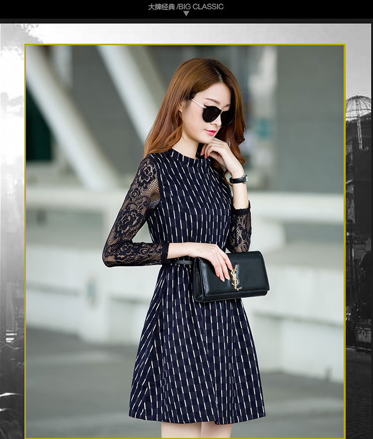 慕魅莎 2015秋装新款连衣裙经典格子时尚精品连衣裙收腰气质 2991