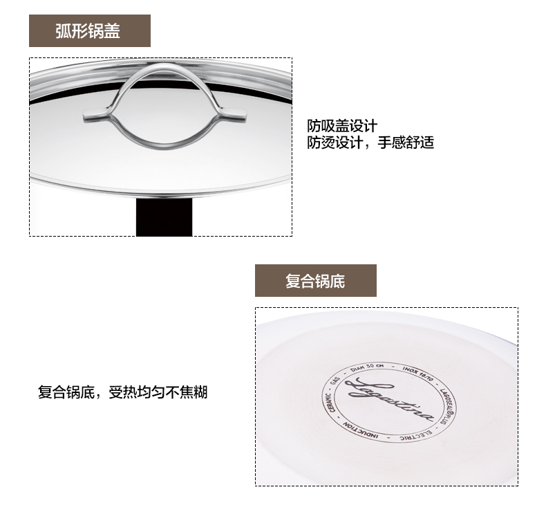 意大利拉歌蒂尼(Lagostina)多米纳纪念款7L高压锅不锈钢炒锅汤锅锅具套装