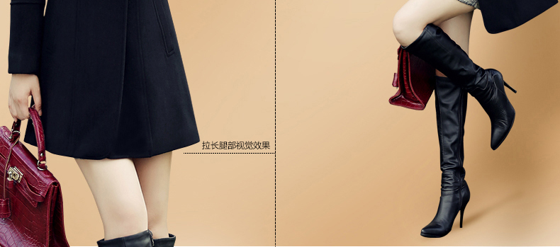 
                                        帝柔(DIROU)纯色毛呢大衣女2017秋冬新款女装修身呢子外套工装 黑色 XXL                