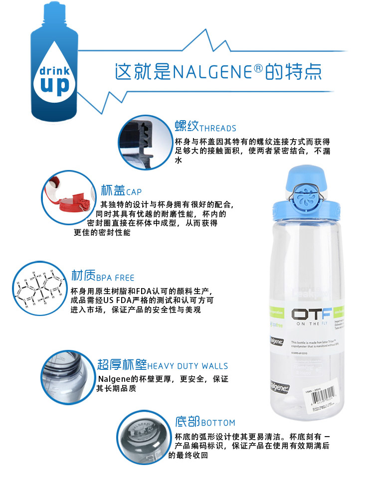 
                                                                                美国进口运动水杯耐热茶杯便携防漏随手杯大容量户外运动壶 健身水杯 登山壶太空杯旅行杯团体礼品 透明莹彩绿                