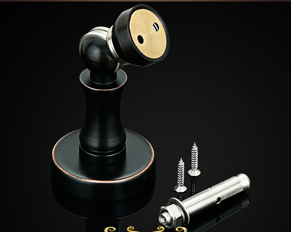 铠铜威 黑色美式纯铜门吸 地装墙装全铜门吸强磁地吸门碰门挡门阻 铜