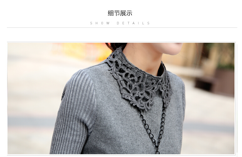 妙伊辰 长袖 连衣裙 2015秋冬新款女装 韩版加厚针织袖打底毛呢裙 5041 黑色  L