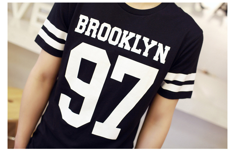 珂莱堡蒂t恤情侣装2016夏装97数字短袖t恤男女学生班服潮 黑色 m