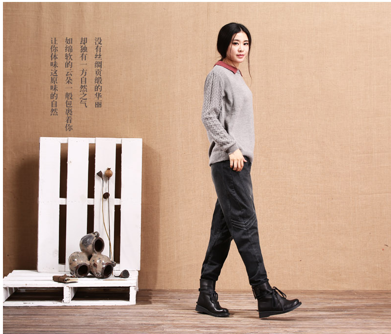 阿诗妮2016夏装新款弹力大码破洞哈伦小脚牛仔裤女998 蓝色998 28码L