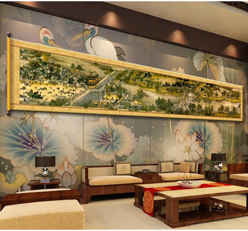 皇室蒙娜丽莎印花新款十字绣【清明上河图】全图全景6米6m客厅风景画系列大画 皇室W300古董布 长6.0米*宽0.65米