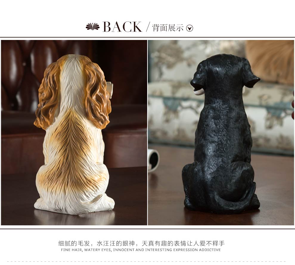 
                                                                                得美莱斯（DMLS）客厅摆件工艺品酒柜摆设 创意装饰品摆件家居饰品 仿真狗北欧式美式模型新家装修软装 可卡白黄色                