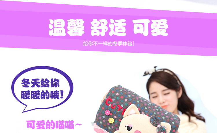
                                        质真至美 热水袋 暖手宝袋 防爆充电暖水袋 可爱棕色候 暖宝宝 可拆洗双插手 已注水 空空                