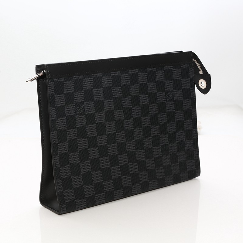 【二手准新品】路易威登(lv)lv男包 经典款黑棋盘格 男士手拿包 lv男