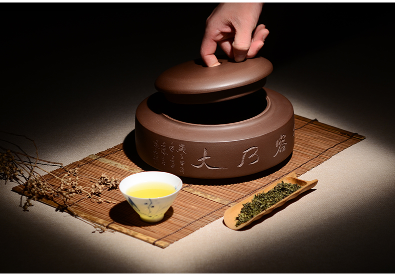 晨茗 宜兴紫砂茶叶罐大号手工茶缸原矿紫泥罐醒茶罐普洱散茶罐