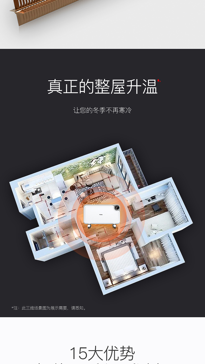美国西屋 智能变频 恒温电热取暖器 居浴两用 图5