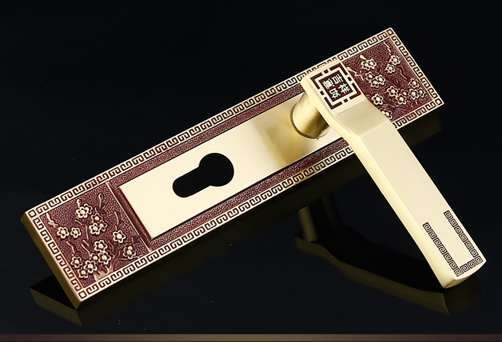 铠铜威中式室内卧室房间门锁套餐仿古铜8015入户门锁合页门吸三件套 