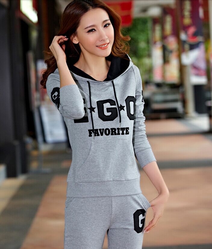 
                                        刊刊牌2015秋冬装新款女装运动服套装长裤显瘦卫衣套装女 8251 酒红 M                