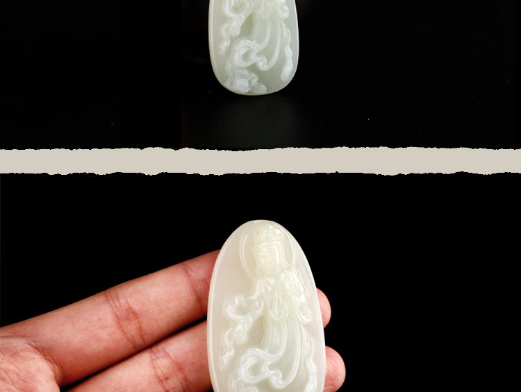 坤皓 和田玉观音吊坠 飞天宝瓶观音附证书